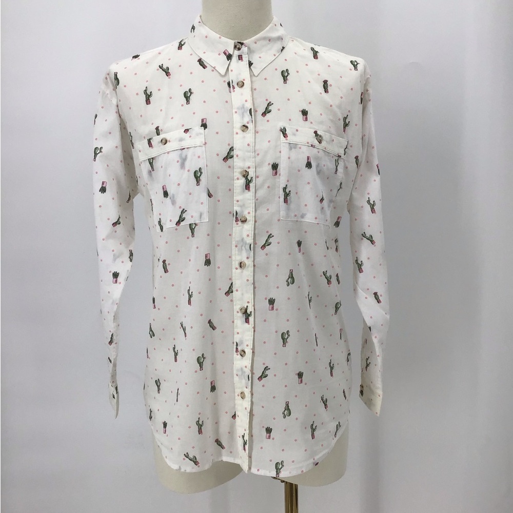 Next White Cactus Print Men's Shirt size 10